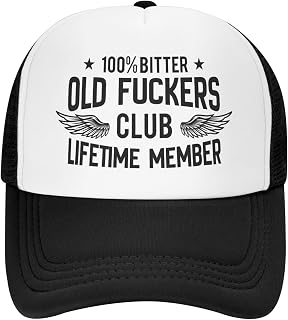 100% Bitter Old Fuckers Club Lifetime Member Unisex Sandwich Cap Baseball Dad Hat for Men Women
