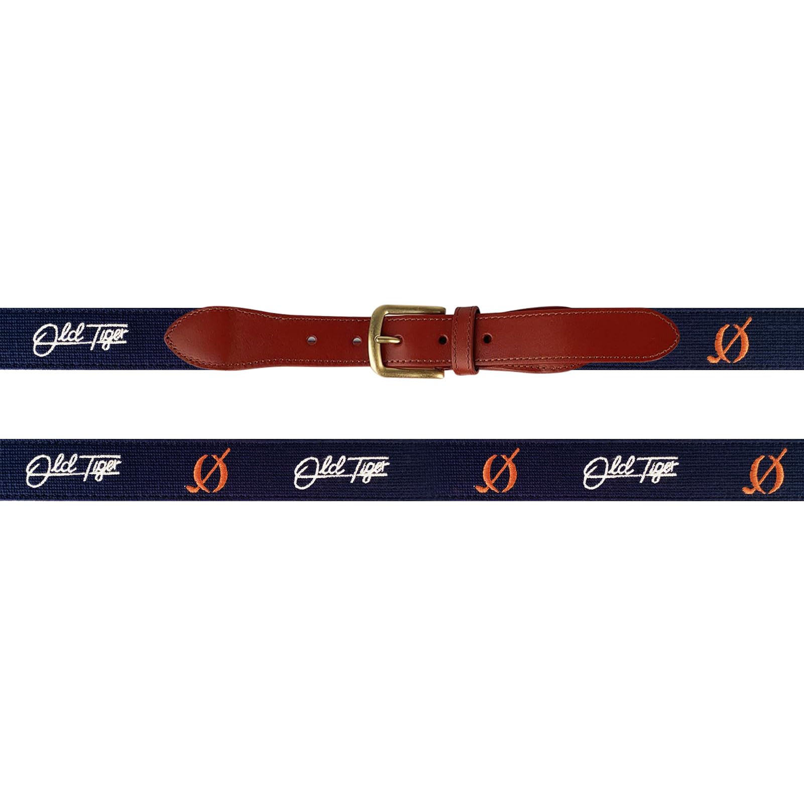 Swig Sip Needlepoint - Cintura da golf da uomo, fibbia piatta in ottone, retro in pelle, non elasticizzata, resistente, design country club