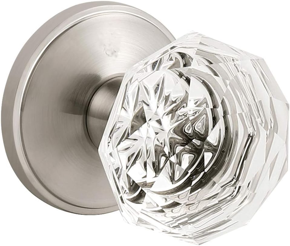 Dummy Doorknob Crystal Style Door Knob in Satin Nickel Finish, Octagon