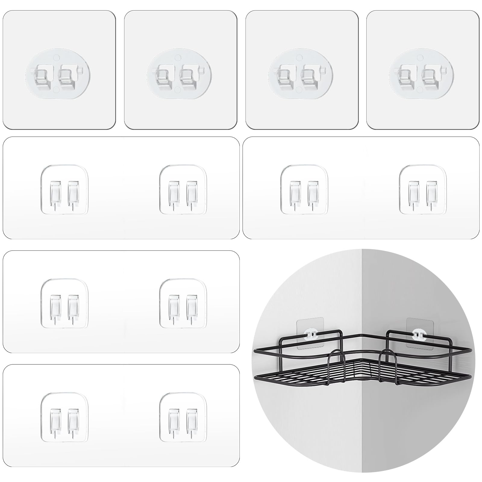 14 STKS Douche Caddy Zelfklevende Vervanging, Douche Planken Zelfklevende Strip Pad Douche Organizer Sticker Vervanging Badkamer Heavy Duty Sterke Sticky Muurlijm Geen Boren Sterke Transparante Lijm