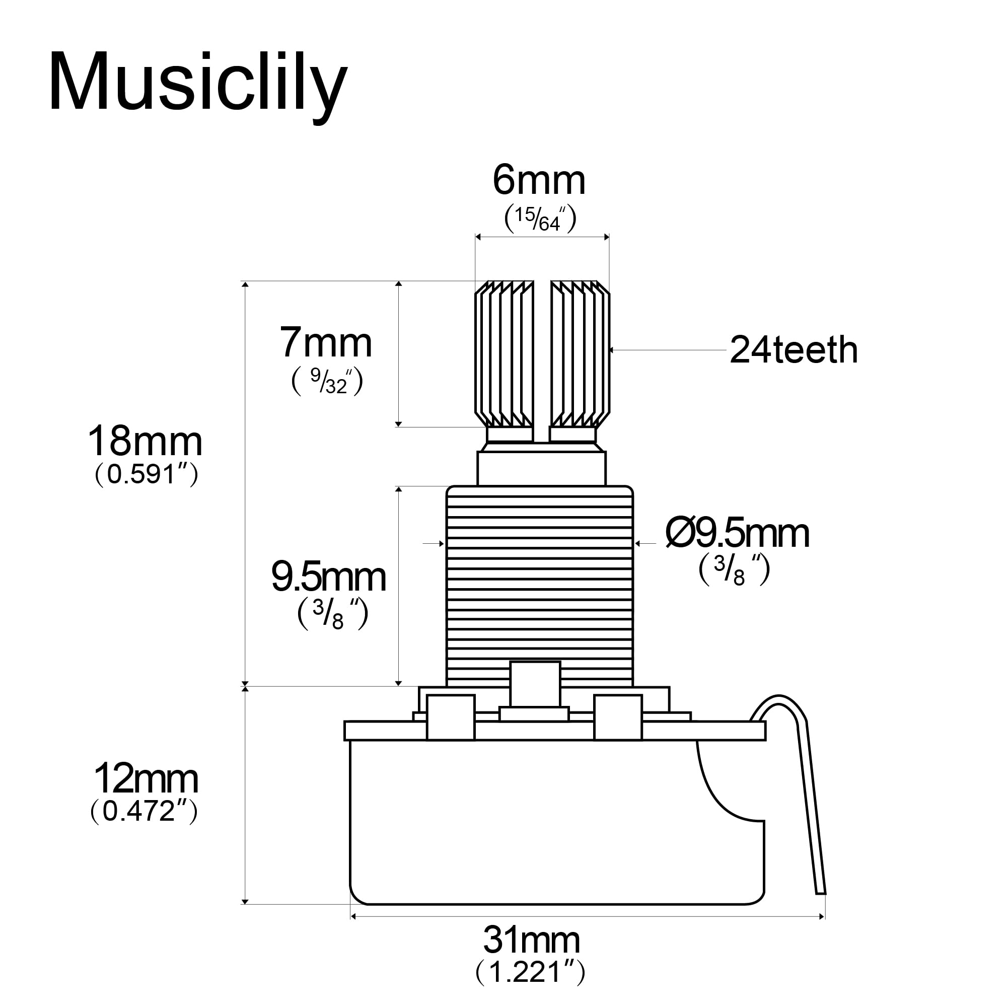 CTS 450 B500K Pots Standard Split Shaft 3/8 Inch 10% Linear Taper Potentiometers for Electric Guitar Bass (Set of 4) - Image 2