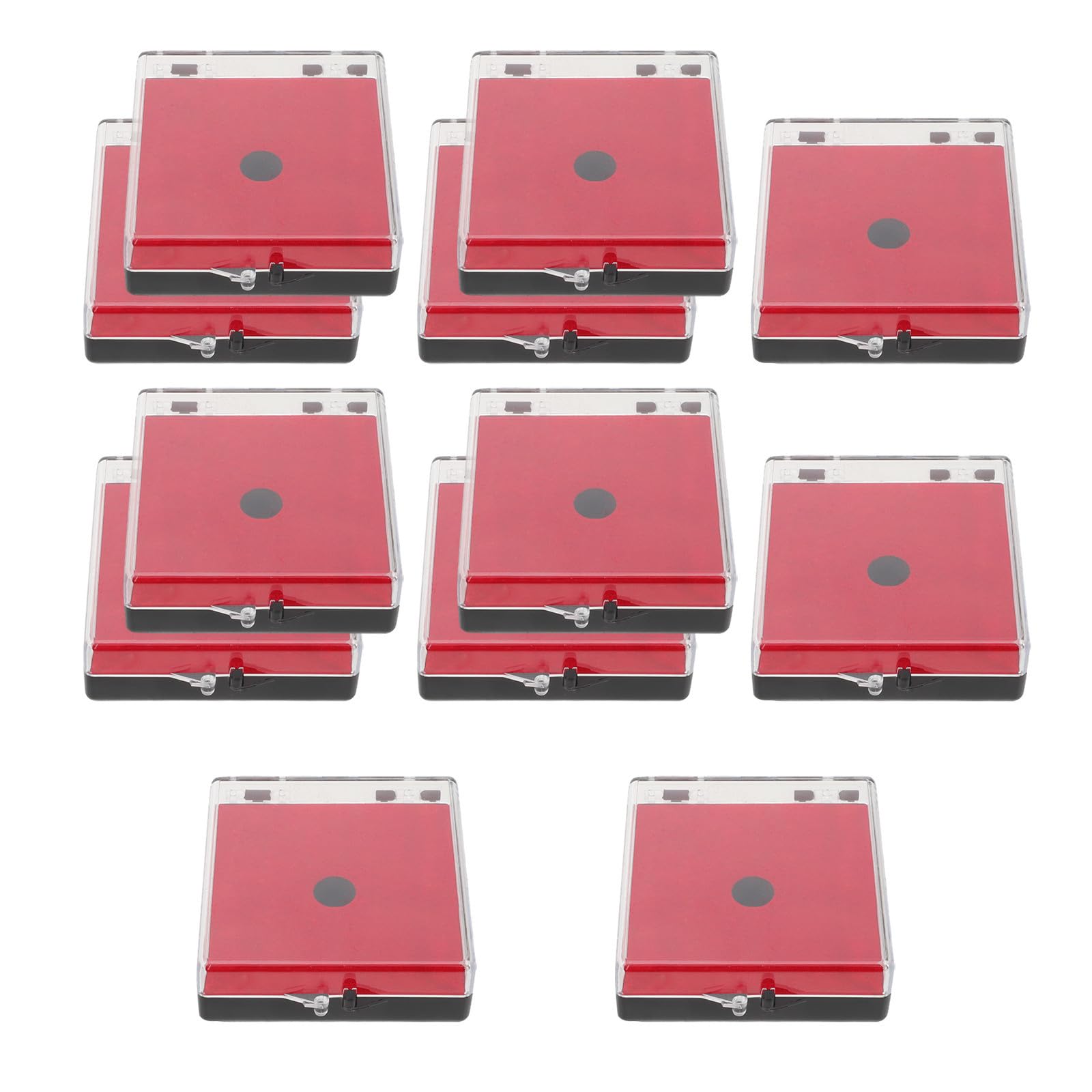VALICLUD Boîte de Rangement pour Pièces de Monnaie et Rangement Polyvalent avec Doublure en Velours en Plastique Rouge Visibilité Claire Lot de 12pcs pour Exposition à Domicile