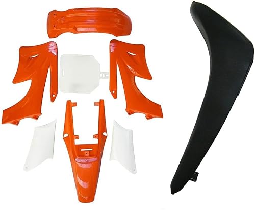 ZXTDR Kit de carenado de plástico, piezas de guardabarros y asiento negro para Apollo 110cc 125cc 150cc Pit Dirt Bike (4naranja + 3blanco)