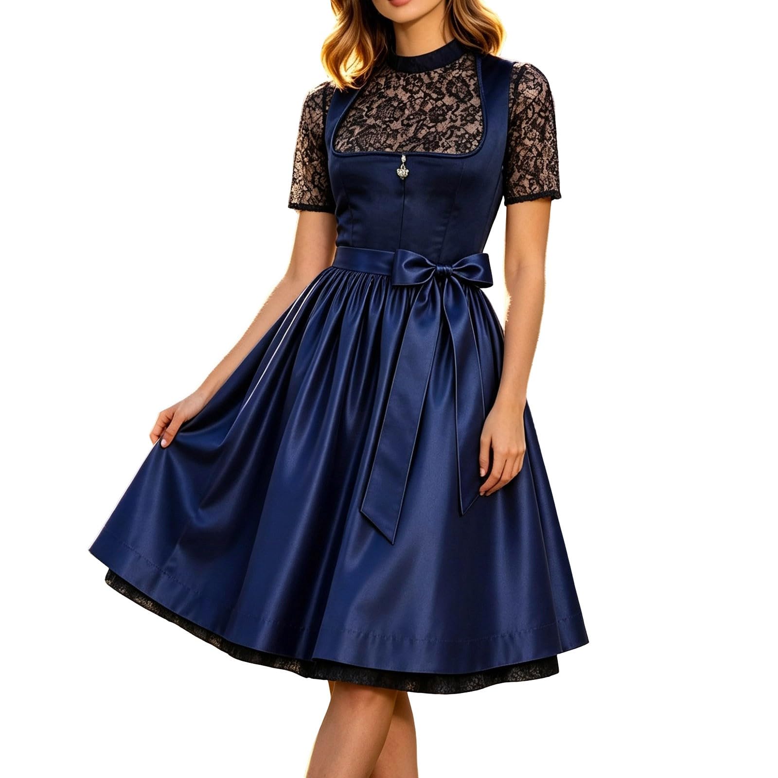 Generisch Dirndl Grosse Grössen Oktoberfest Damen Outfit Dindl Midi Für Schürze 'Dirndl Dirndlkleid Lang Dirnd Samtdirndl Beige Trachtenkleid Drindl Langes Mit Bluse Und Samt