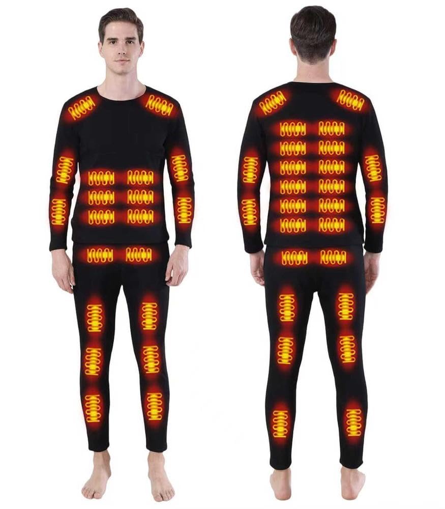 Completo Intimo Termico riscaldato da Uomini e Donne per Lo Sci Invernale,Tramite USB Riscaldamento Intelligente a 42 Zone Maglia e Pantaloni Termici S-4XL
