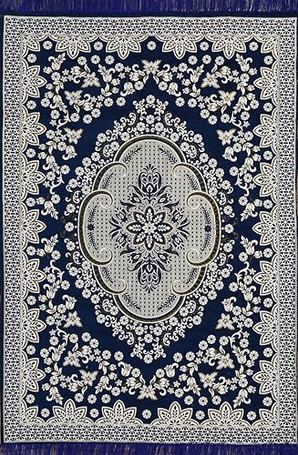 Image of Heavy Fabric Velvet Touch Bedroom, Hall, Living Room, Drowing Room, Yoga Hall Designer Velvet Rectangle Carpet |60 inch Inch X 84 inch Inch | 5 Feet X 7 Feet I 150 Cm X 210 Cm (Navy Blue)