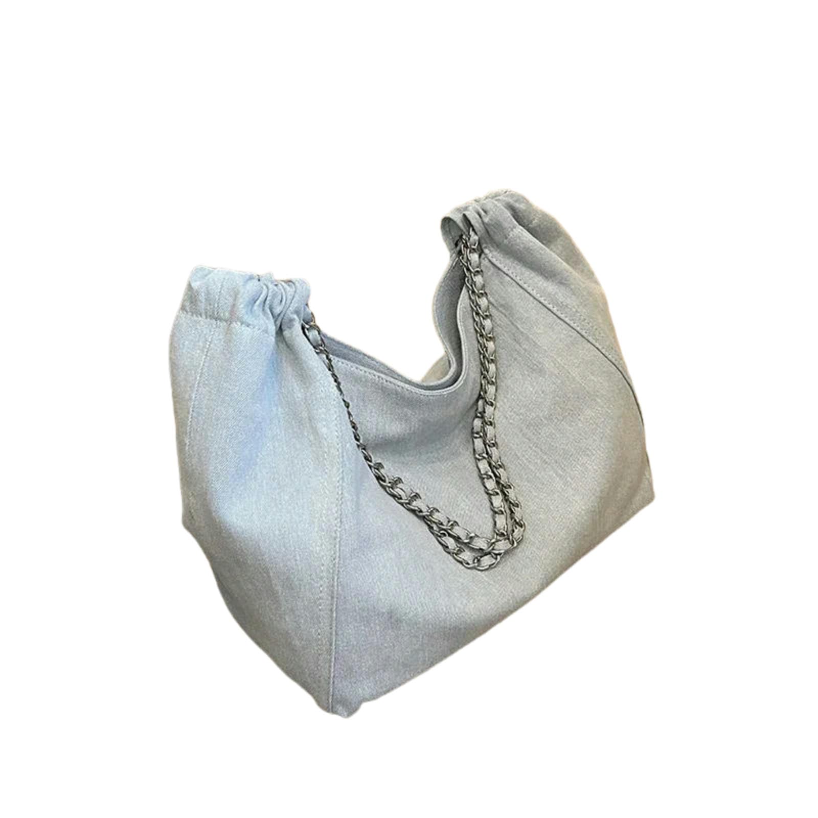 Handtasche Jeans-Schultertasche mit Kette – Chic Shopper-Tasche mit großer Kapazität, Luxus-Designer-Style-Shopper für Frauen