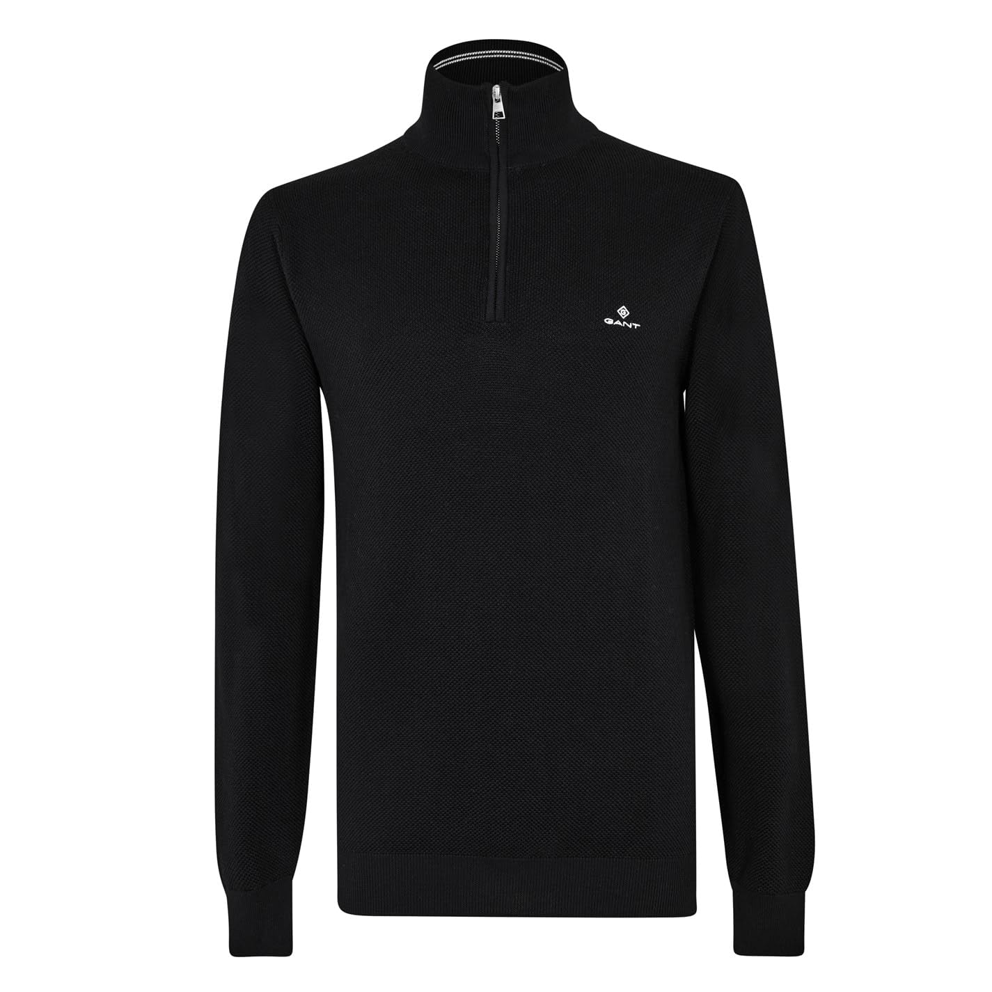 Gant Men's Black Cotton Pique Half-Zip Pullover, Standard, 4XL