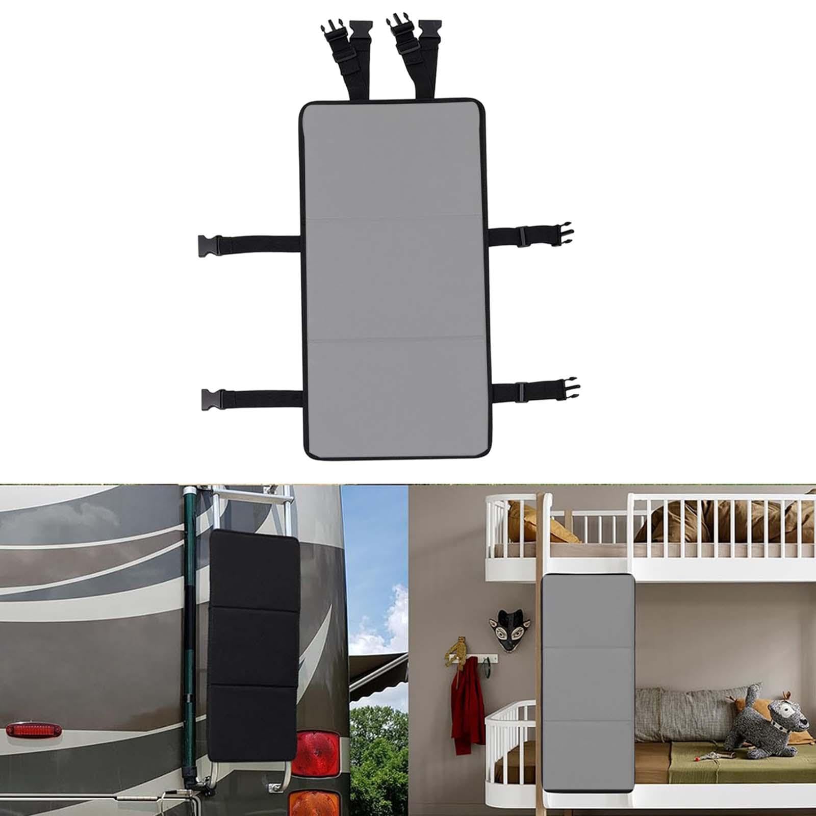 perfk Couverture d'échelle de Lit Superposé pour Enfants, Protection d'échelle Gris, Empêche Grimper, Coussin d'échelle avec Boucles de Sécurité, Coussinets d'échelle pour Lit Superposé Pliable