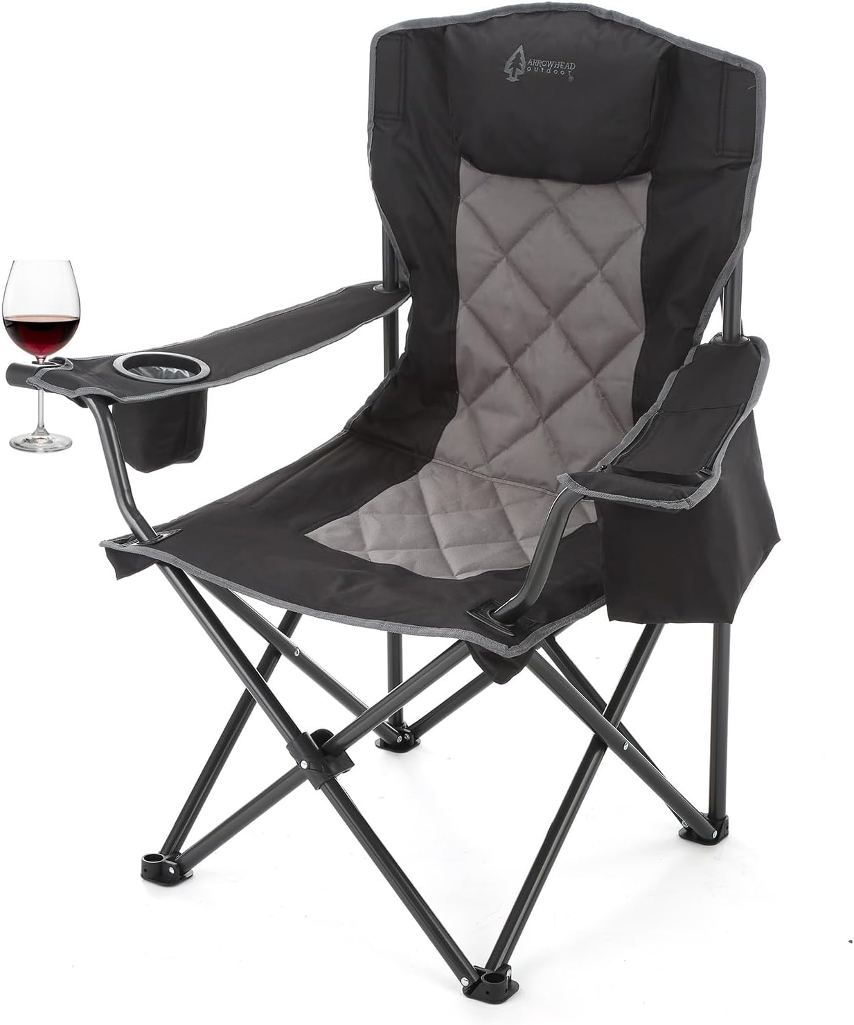 ARROWHEAD OUTDOOR Deluxe Folding Quad Camp Chair with Cooler & Headrest ARROWHEAD OUTDOOR Deluxe Folding Quad Camp Chair with Cooler & Headrest