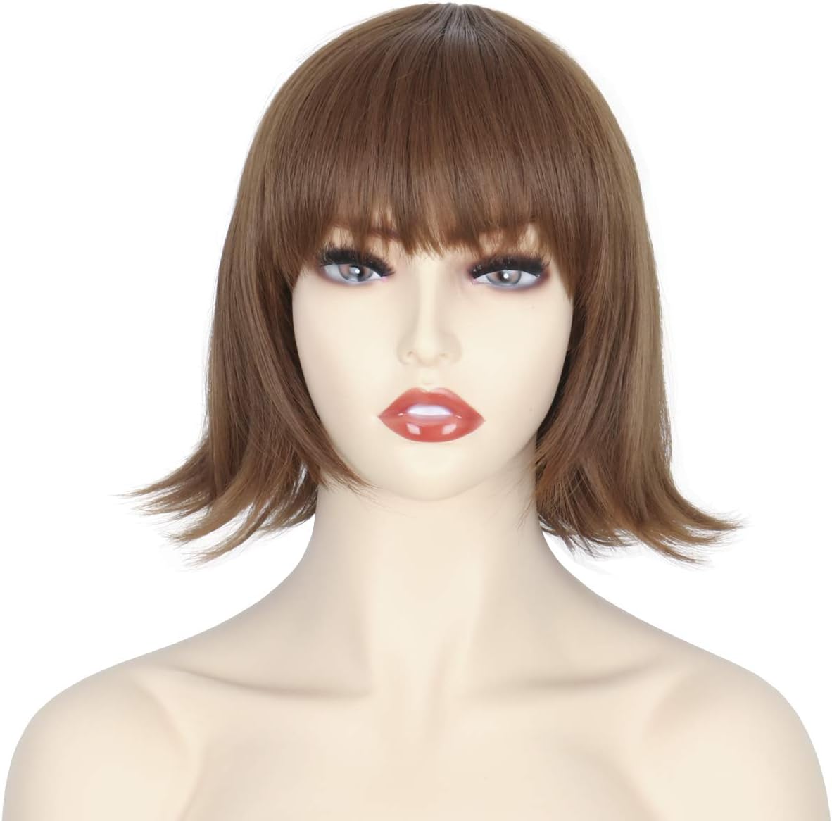 Cosela Frisk and Chara Short Straight Brown Cosplay Wig for Halloween costume Anime Girl Wig