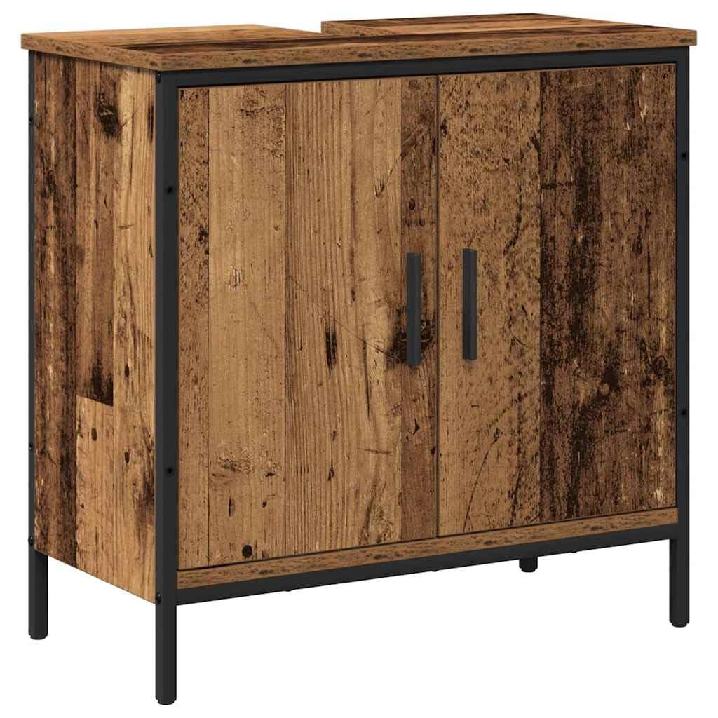 Zestaw mebli łazienkowych, brązowy, materiał drewnopochodny z szafką pod umywalkę i szafką z lustrem, 60 x 30 x 60 cm, nie zajmuje dużo miejsca, wiszące, z miejscem do przechowywania, regał i