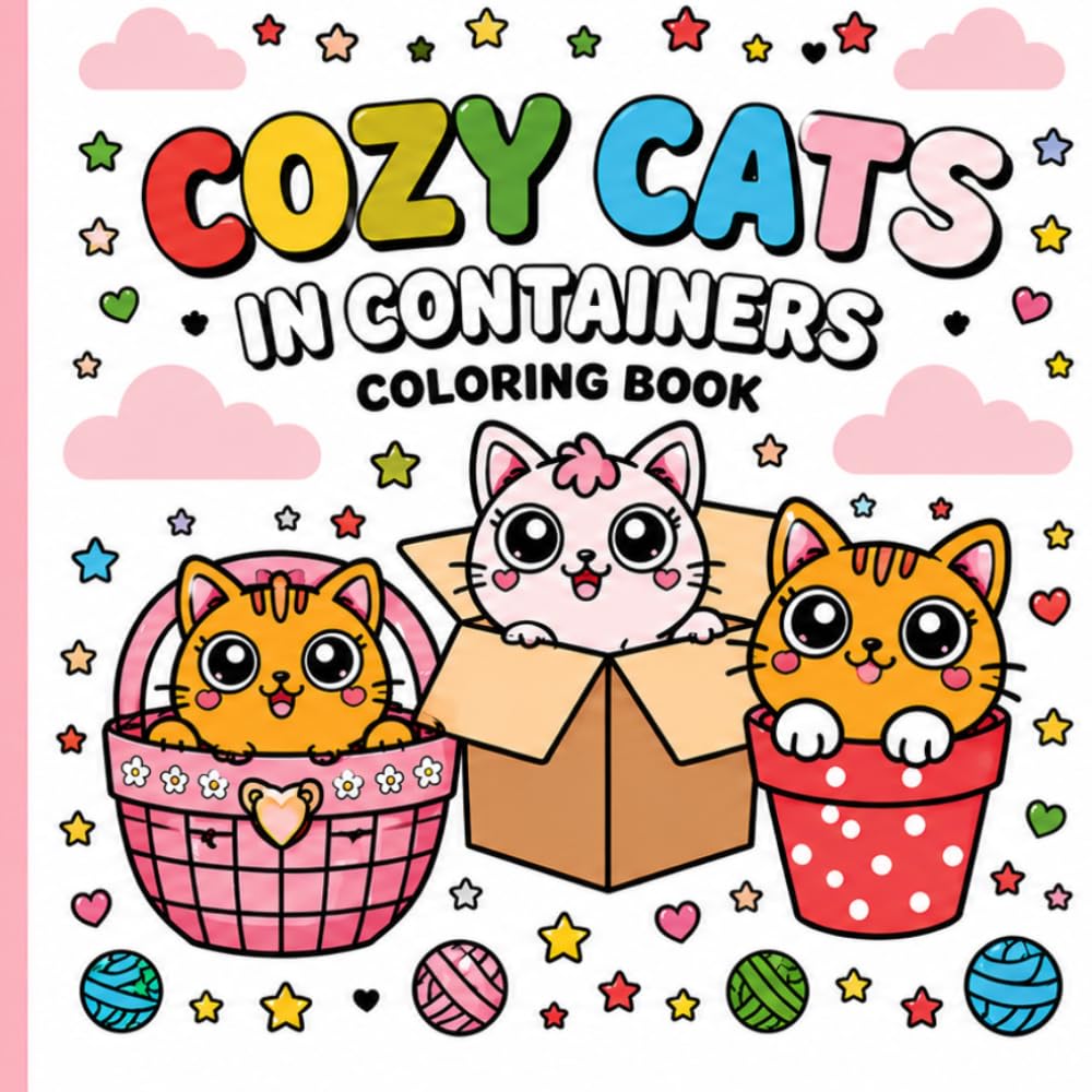 Cozy Cat in Containers Coloring Book: Cute & Easy Coloring Pages for Cat Lovers of All Ages