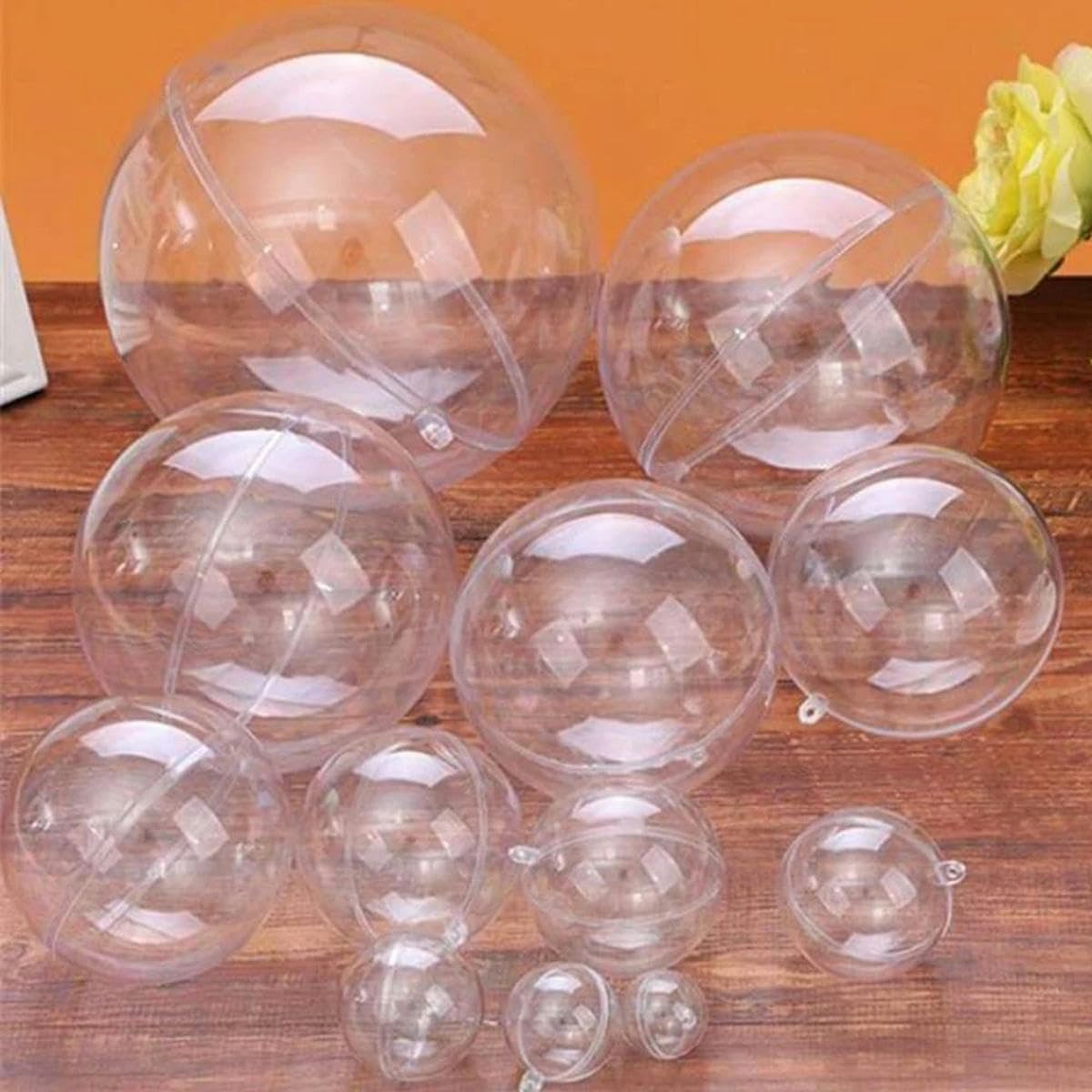 20 Boules de Boules de noël Transparentes, Artisanales, Rechargeables, décoration de Maison, de Mariage, d'arbre de Jardin, Cadeau Suspendu, 8cm