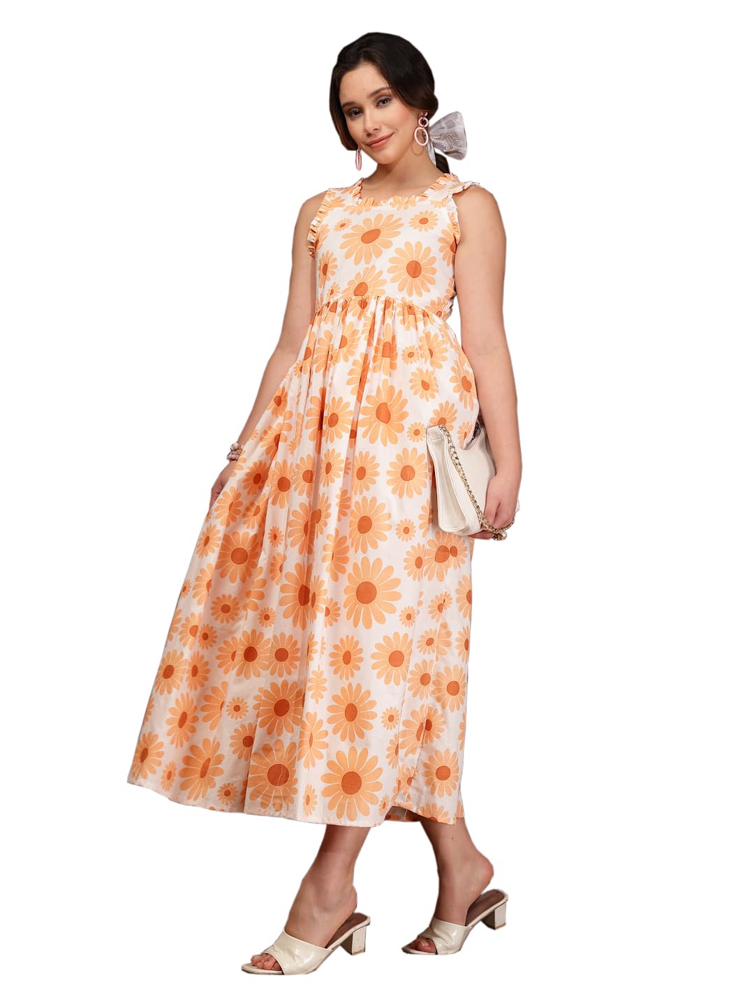 Daevish Tog Dress for Women | New Rayon Floral Printed Flared Maxi Dress for Women & Girl's