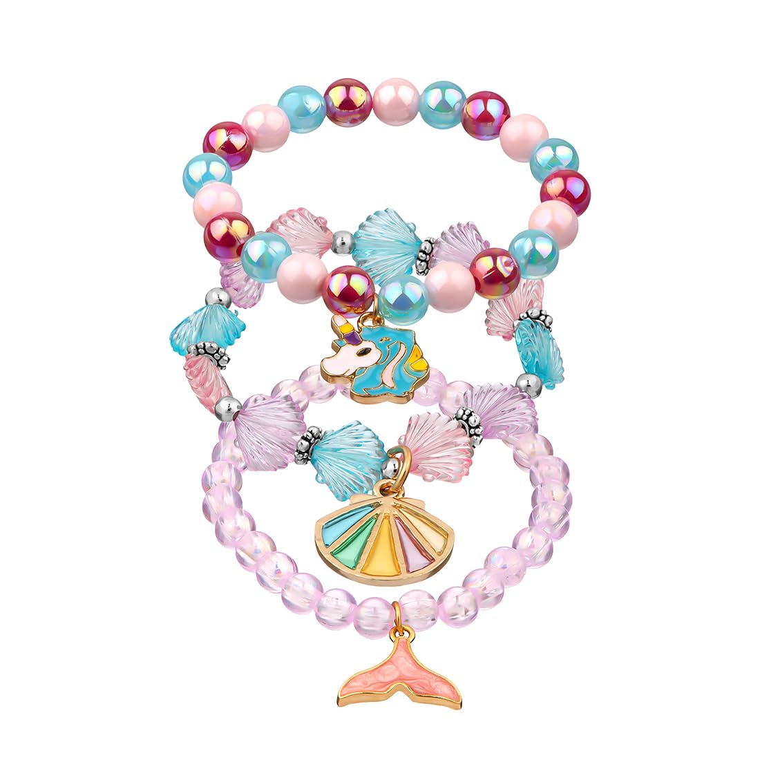 3pcs Charm Beads Bracelet Combo for Girls Birthday