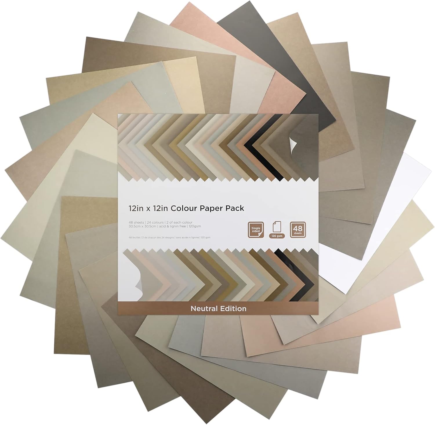 Livholic 48 Sheets Earth Tones Colored Card Stock Printer Paper 120gsm 32lb 12x12