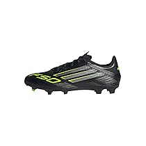 adidas F50 League Firm Ground Football Boots, Scarpe da Calcio Unisex-Adulto, Core Black, Iron Metallic, Lucid Lemon, 44 2, 3 EU
