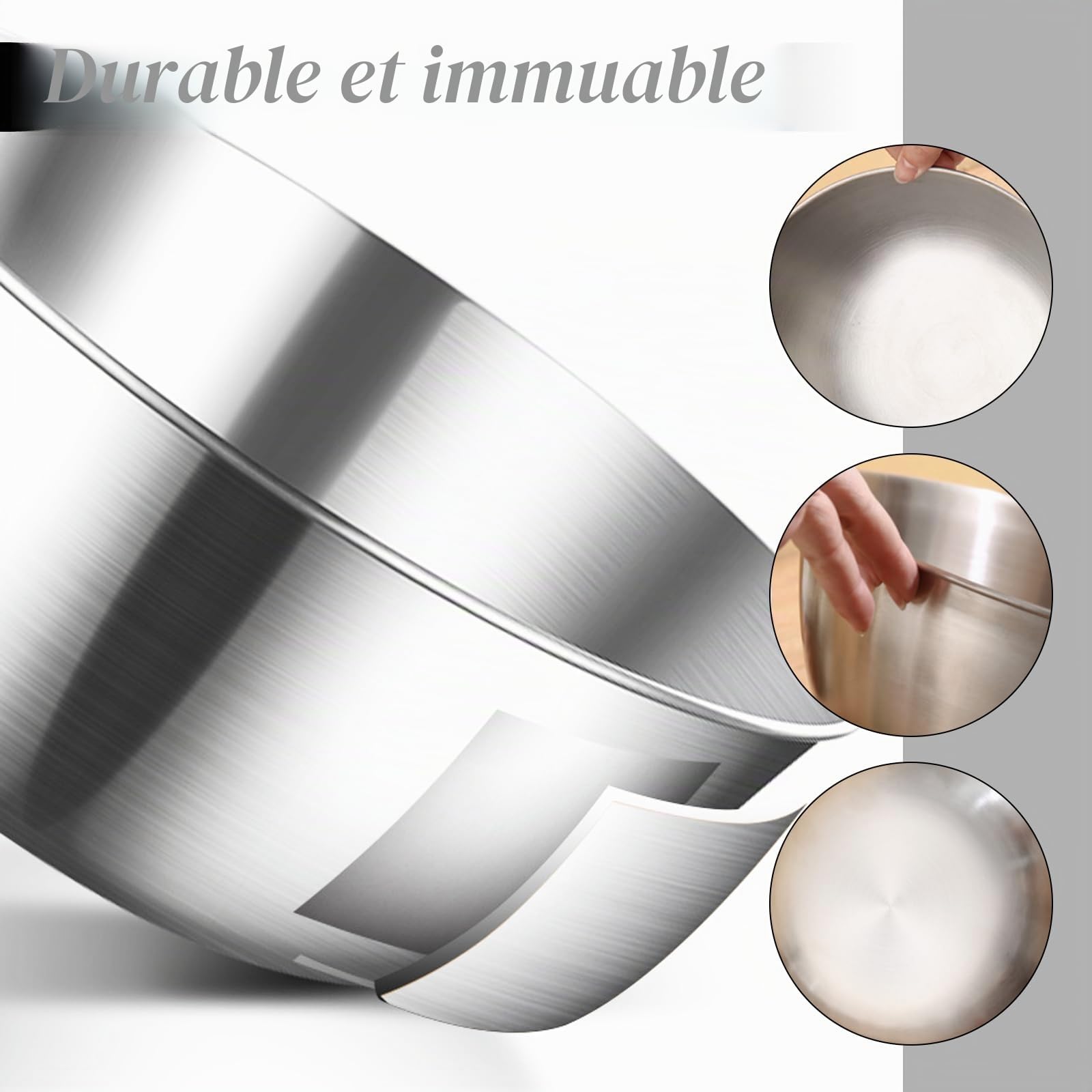 Lot de 6 Bol Inox, Bols Mélangeurs en Acier Inoxydable Ensemble De Bols Mélangeurs Saladier Inox Diamètre 17 cm Passent au lave-Vaisselle pour saladier Service Snacks Sauces Collations