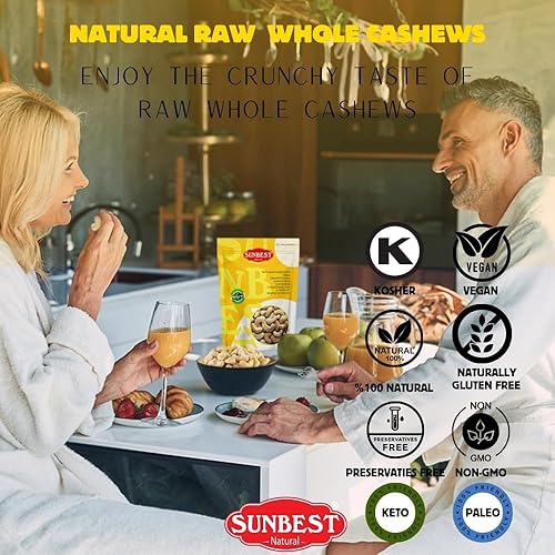Miniatura 5 de Sunbest Natural Anacardos crudos enteros sin sal sin OMG vegano Kosher 5 libras
