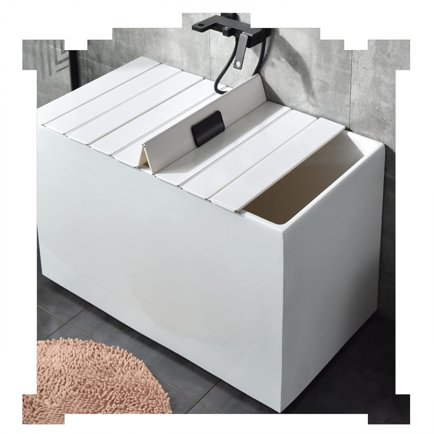 Folding Bathtub Cover PVC Bath Caddy Tray Heat Resistant Dust-Proof Bathtub Insulation Board Hotel Gym Bathtub Rack 1.1cm Thick (Color : White Size : 75CMX133CMX1.1CM) (White 80CMX89CMX1.1CM)