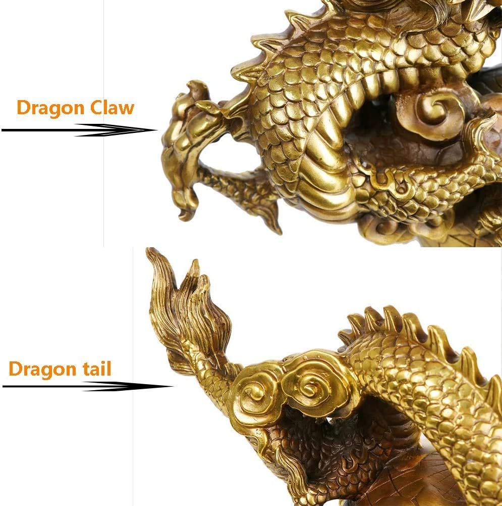 Feng Shui-Ornamente aus reinem Messing, chinesische Fengshui-Drachenstatue, Glücksbringer, Reichtumssymbol, Glücksfigur, Heimdekoration für den Erfolg