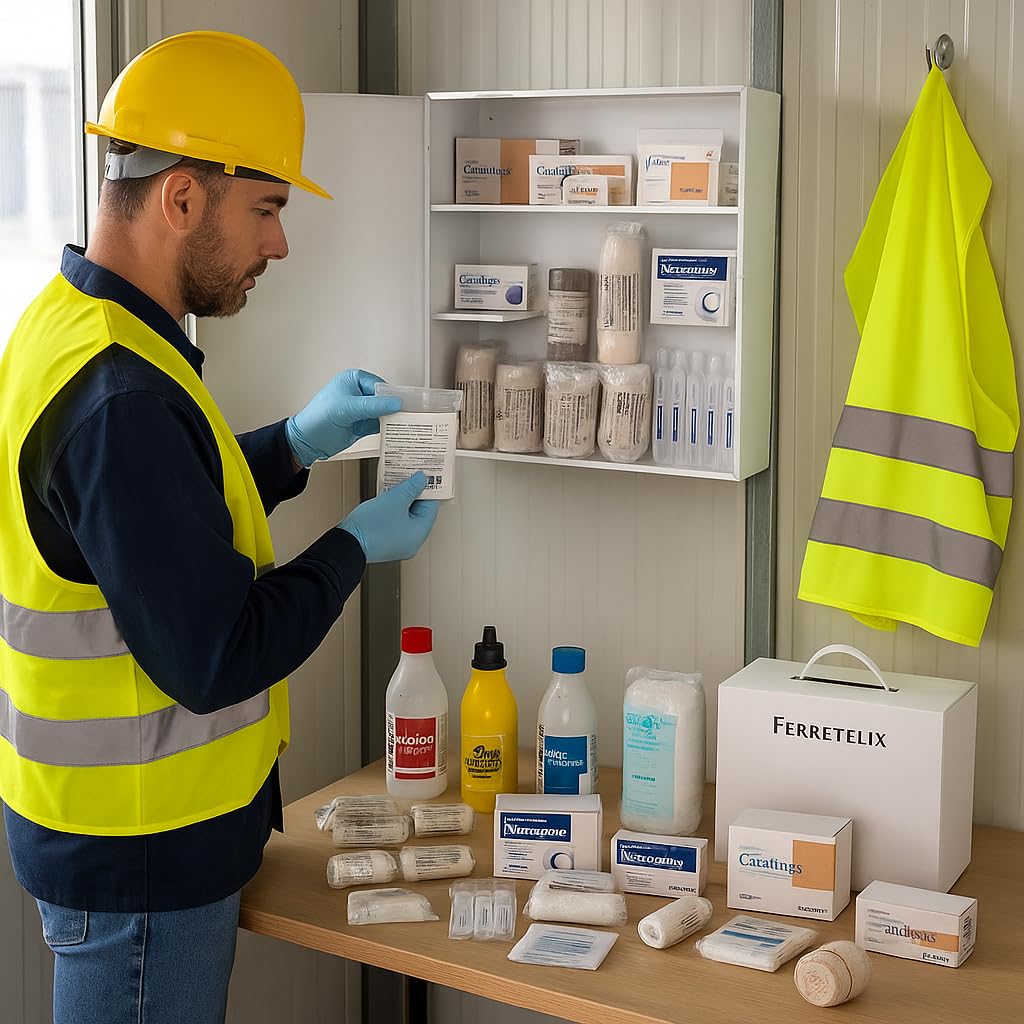 Ferretelix®, Kit reposicion Armario/maletin botiquin primeros auxilios con productos homologados cumpliendo la normativa CE Fabricado en España