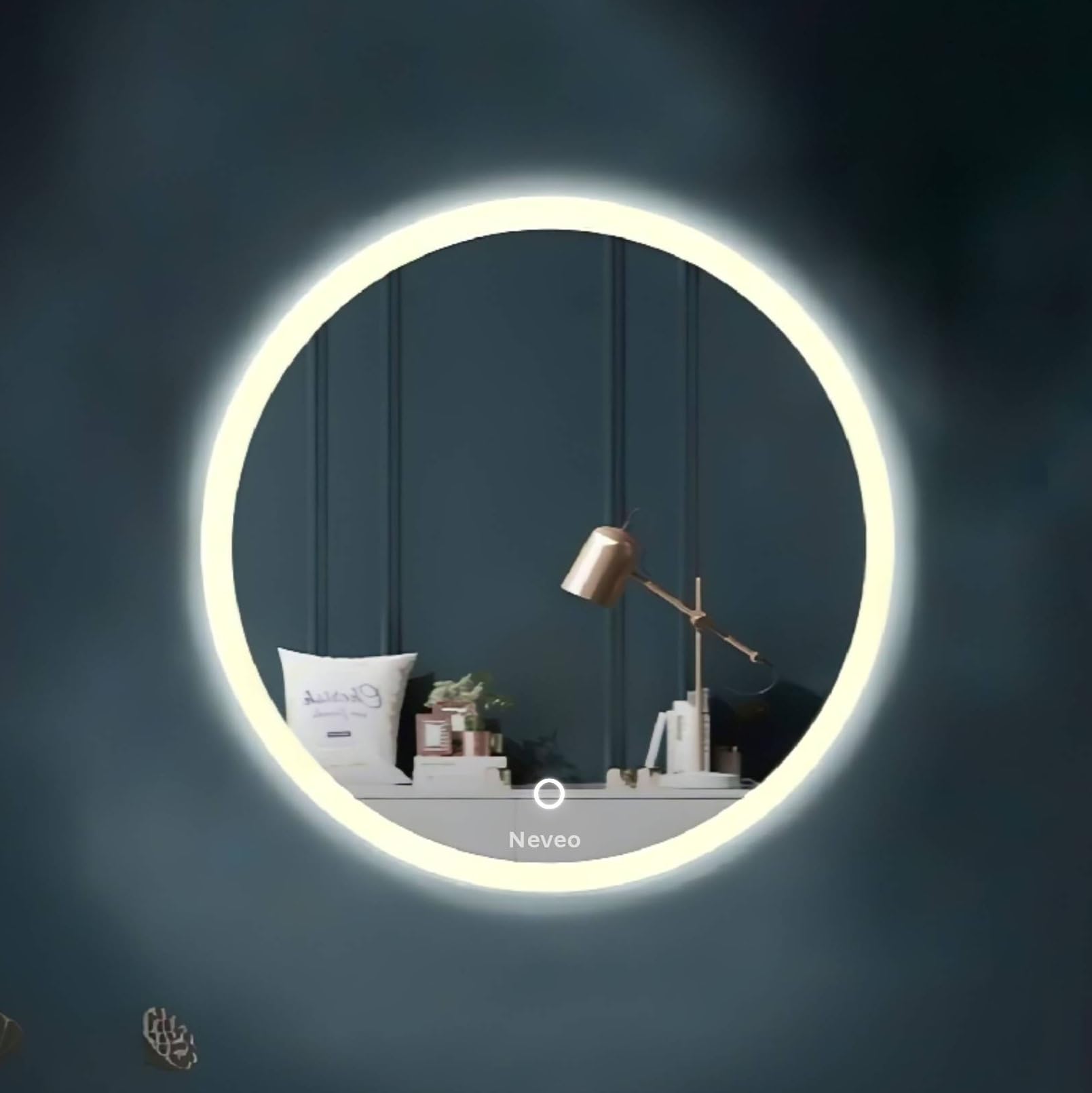 Neveo Mirrors 18" Round 3in1 led Light Mirror with Touch Sensor on/Off and Brightness Controls for Bathroom washbasin Vanity Hallway Bedroom Kitchen (R-1)-image-38
