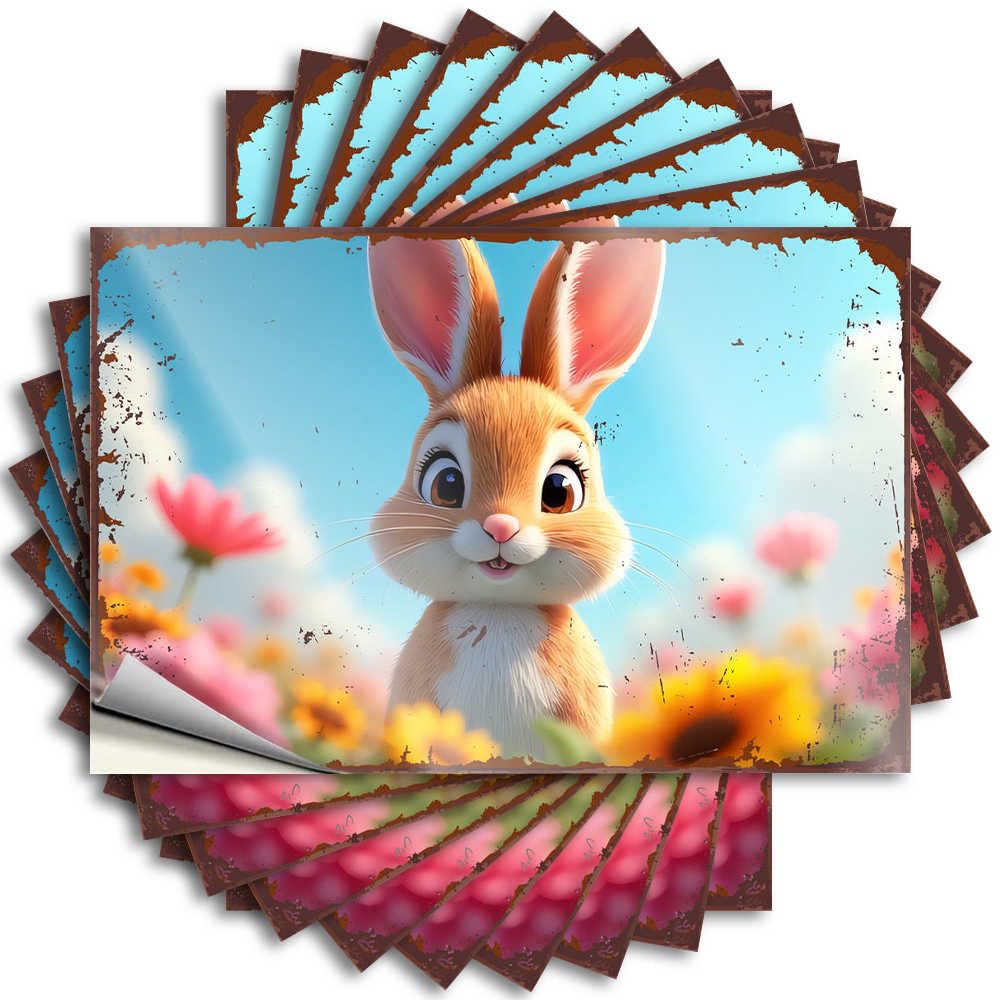 Front Porch Fall Decor Sticker Laptop | Adorable Bunny in A Field of Flowers Funny Fall Sticker Pack(6X9CM)