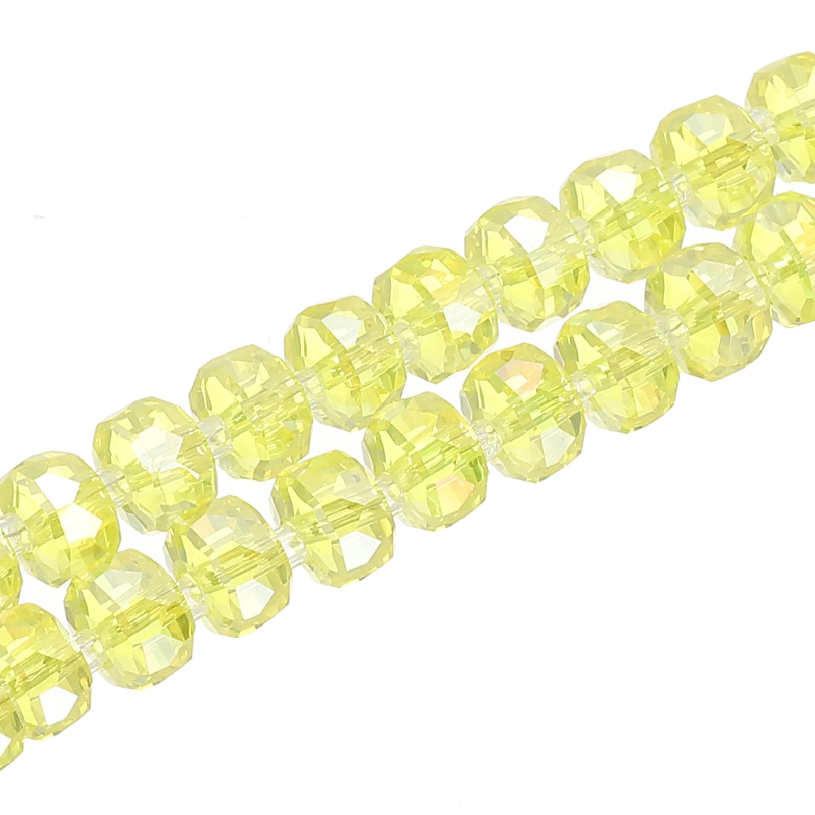 PATIKIL 75 Pcs 8mm OD 5mm Thick Lemon Yellow Artificial Crystal Rondelle Faceted Cut Gemstone Craft Beads for Bracelet Necklace