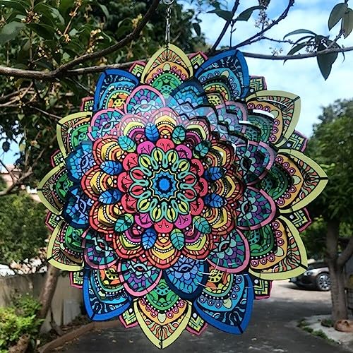 Cadeau précieux mobile à vent mandala 3D 12 pouces déco extérieure originale