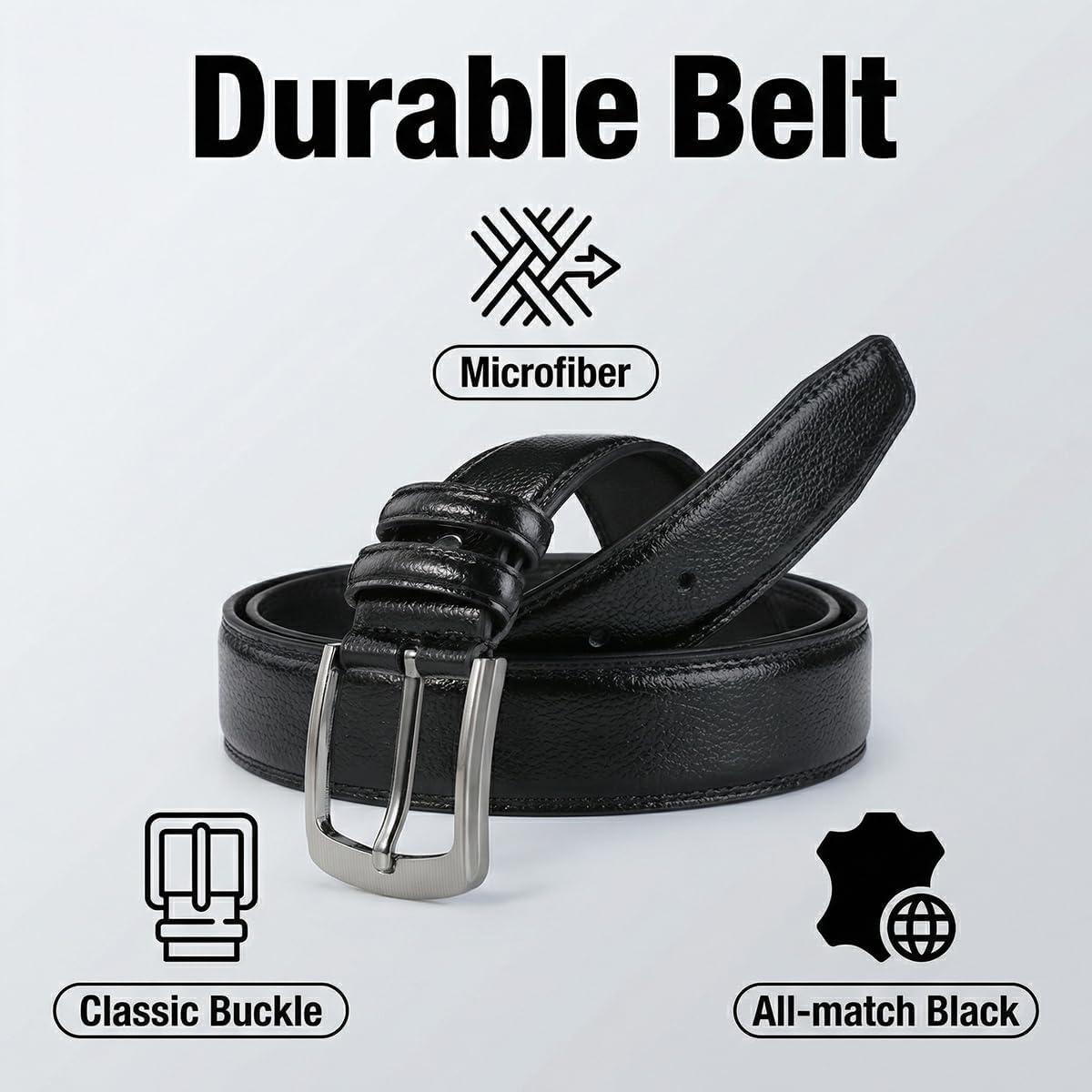 Mens Belts Big and Tall 36"-70" Men Leather Belt Casual Work Dress Belt,Black & Brown Colors - Image 2