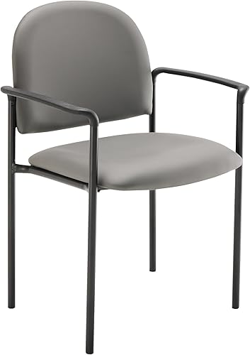 Miniatura 15 de Flash Furniture Tiffany - Silla de recepción lateral con reposabrazos acolchados, silla apilable de vinilo para sala de espera para uso comercial o