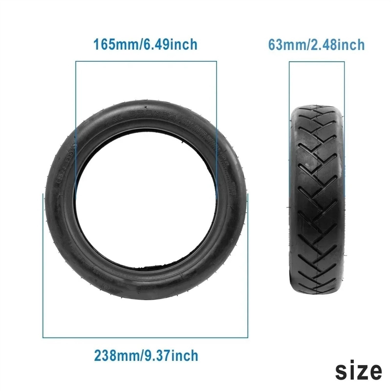 Recambio Rueda Patinete EléCtrico Neumático Sin Cámara 250x54 Uso Apto Para Patinete Eléctrico, Neumáticos Exteriores, Delantero Trasero Inflable De Goma Resistente Al Desgaste