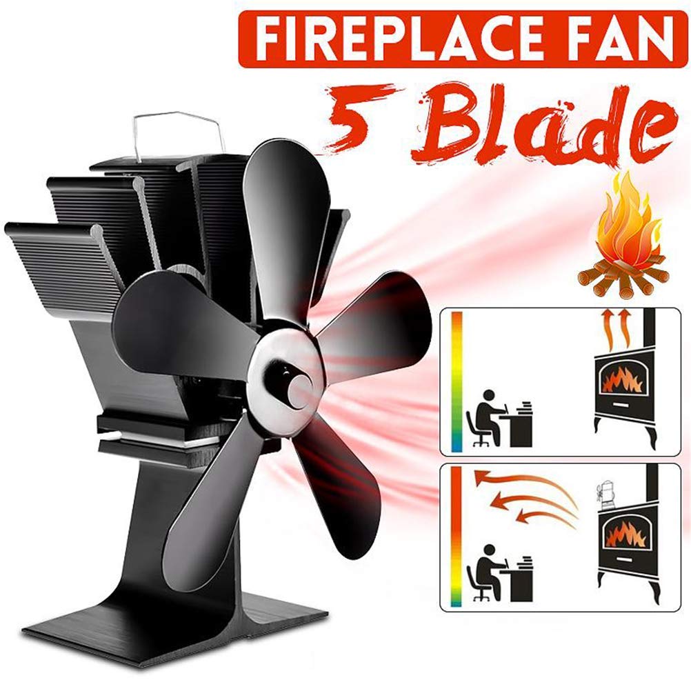 Ventilador de Chimenea de Estufa de leña de 5 aspas, Ventilador de Quemador de leña, Motores silenciosos, circula Aire Caliente/calentado, Ventilador de Estufa ecológico para Estufas de