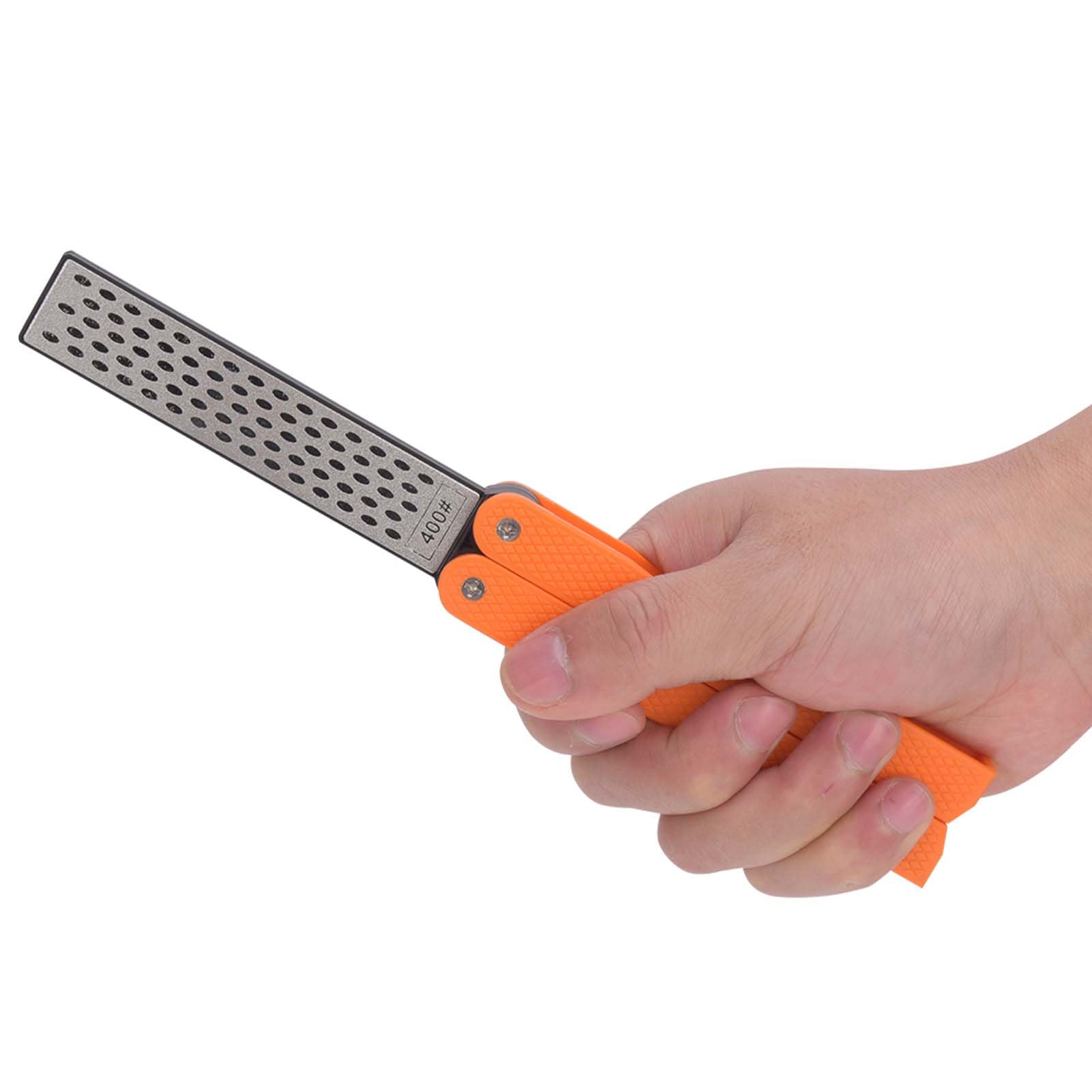 Generic Compact Foldable Double-Sided Knife Sharpener, Durable Orange Grindstone for Effective Sharpening, Ideal for Survival Knife, Portable Outdoor Tool