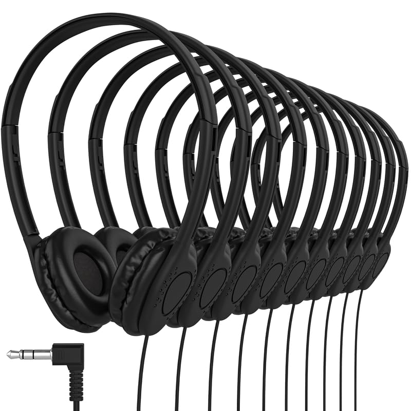 Maeline Adjustable 3.5mm Headphones with Leather Cushions (10 Pack)