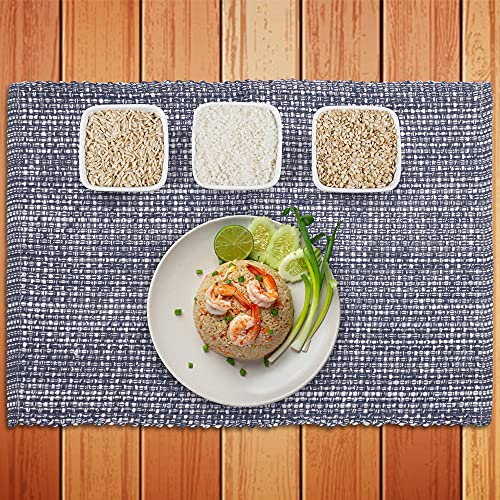Urban Villa Placemats For Dining Table 100% Cotton Placemats 14''X20'' Over Sized Tablemats Set Of 6 Placemats Blue/White Two Tone Tablemats For Family Dinners Wedding Parties Everyday Use Placemats #TOP3