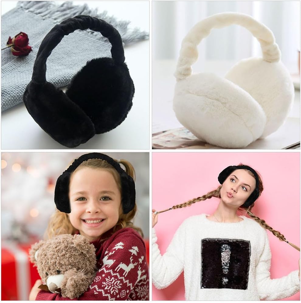 SEWACC 2pcs Fuzzy Winter Ear Muffs, Warm Keeping Ear Muffs for Men Women, Stylish And Foldable, Perfect for Outdoor Activities