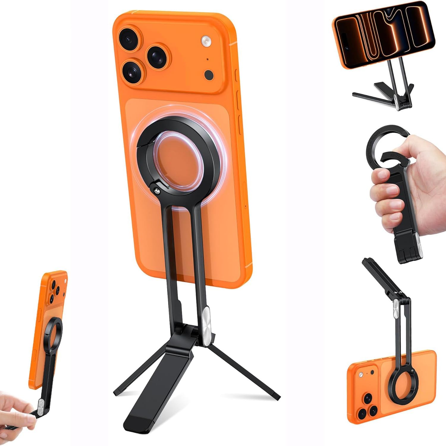 Magnetic Phone Tripod Stand for Magsafe Accessories - Mini Pocket Cell Phone Stand Strong Quick Mount Phone Holder