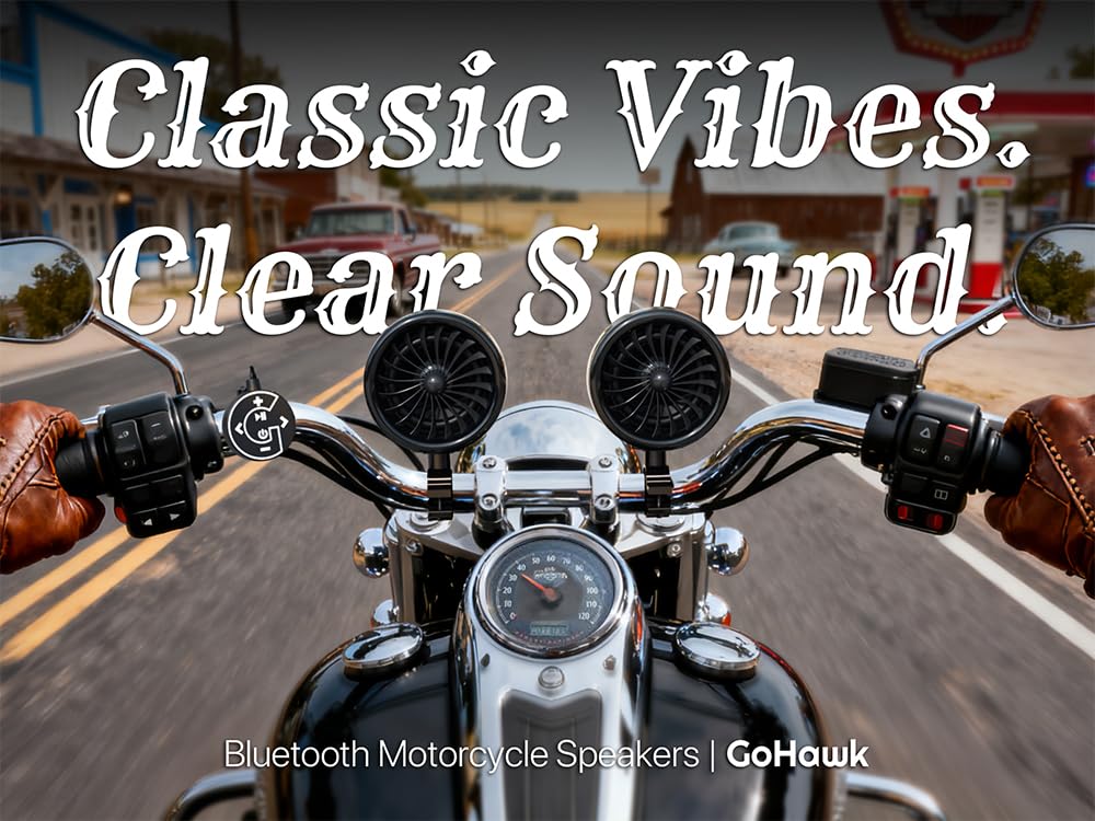 GoHawk Altoparlanti Bluetooth per moto con anello LED, sistema stereo impermeabile da 4 pollici, amplificatore integrato con lettore audio musicale w/USB AUX per Harley ATV Scooter 4 ruote, AJ4-Halo