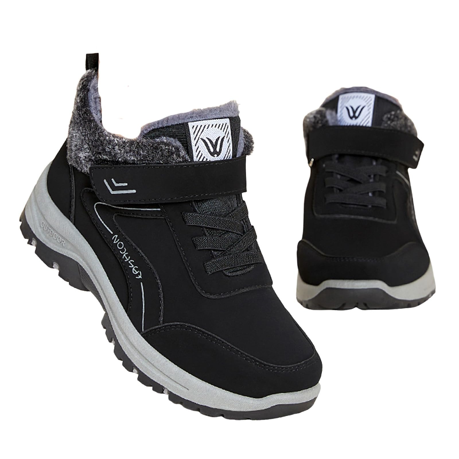 Platform Winter Boots for Women Casual Anti-Slip Suede Wide Toe Water Slip Resistant Ankle Snow Shoes Lined Fur