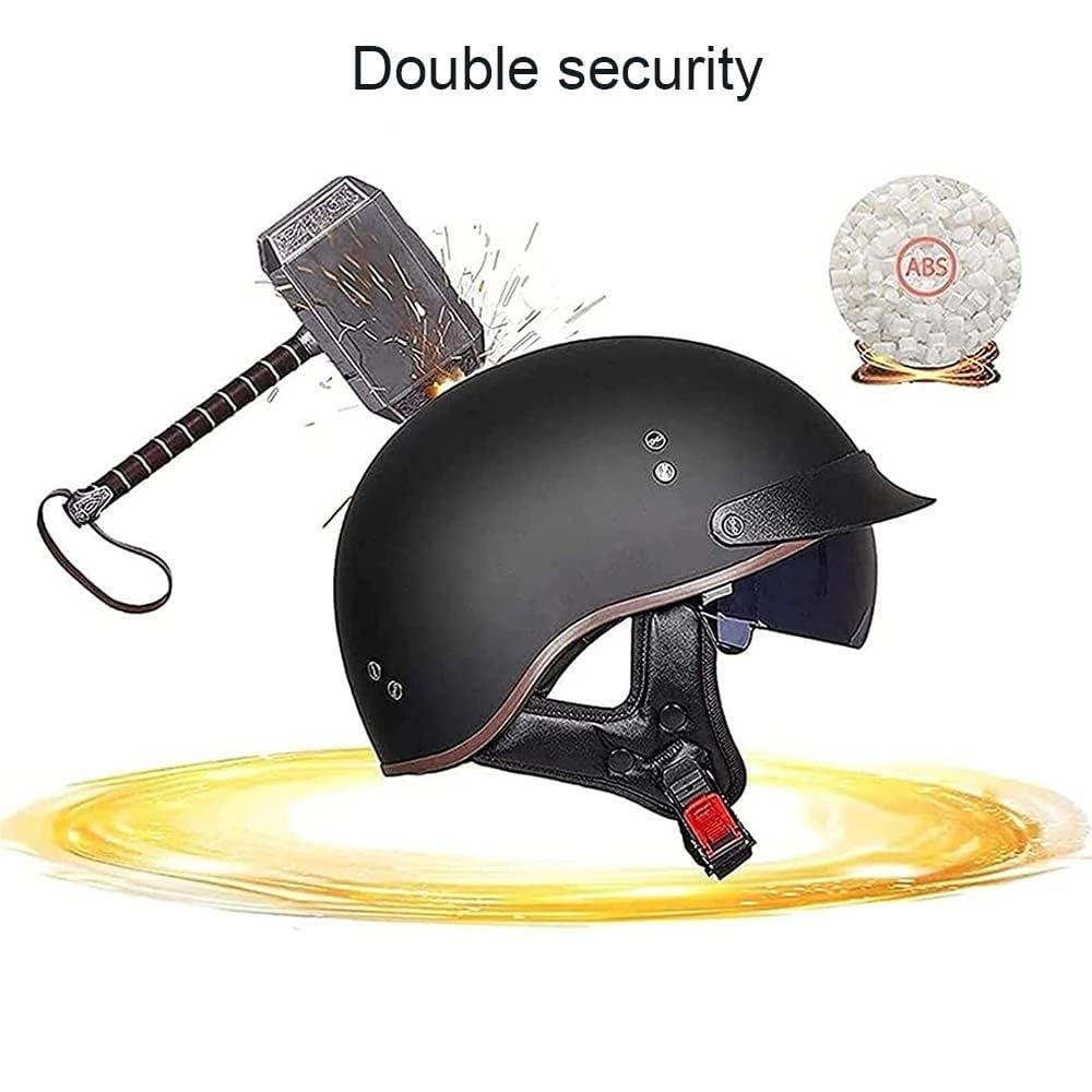 Vintage Estilo Alemán Motocicleta Medio Casco, Adulto Hombres Mujeres Casco de La Cara Abierta, ECE/Dot Aprobado Harley Cascos de Motocross, para Helicóptero Moto Scooter