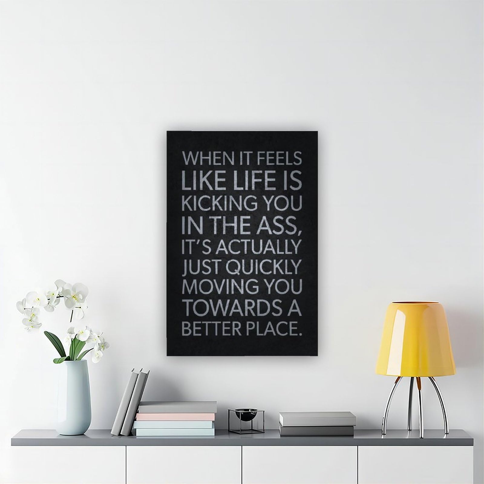 Póster motivacional de levantamiento de pesas con texto en inglés "When Life Is Kicking You" para decoración en casa, gimnasio y sala de entrenamiento, 50 x 75 cm