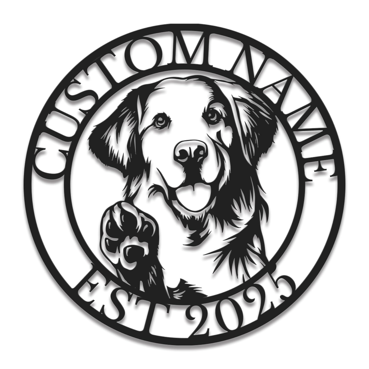 Personalized Dog Metal Sign - Custom Breed & Name Wall Art for Indoor/Outdoor Decor - Unique Gift for Dog Lovers, Memorials & Pet House Address Plaques (Style-1)
