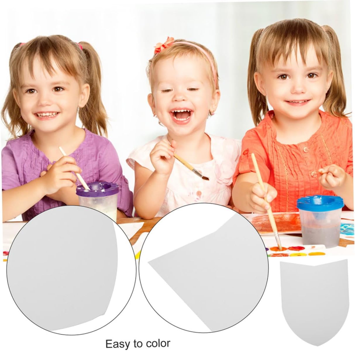 Garneck 8pcs Boy Girl Blank Paper Shields for Crafting DIY Shield Props for Easy to Hold Boy Girl Toys for Birthday and Medieval Themed Events and Fun image 3