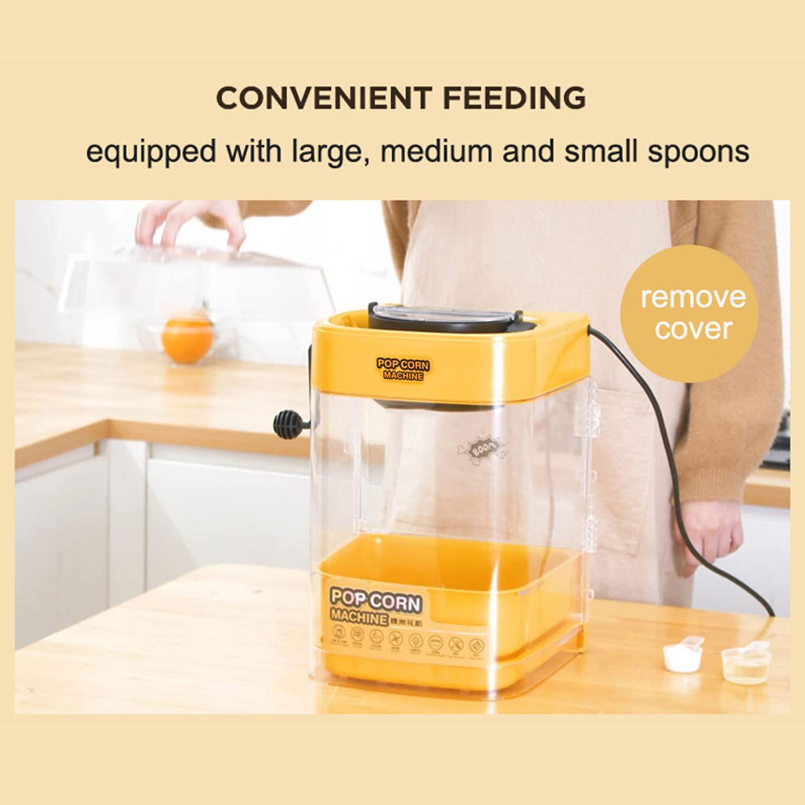 Macchina per Popcorn Fatta in Casa, Macchina Popcorn ad Aria Calda da 350W Compatta ad Aria Calda Senza Grassi, Snack Senza Olio e a Basso Contenuto di Grassi, Senza BPA, Design Unico