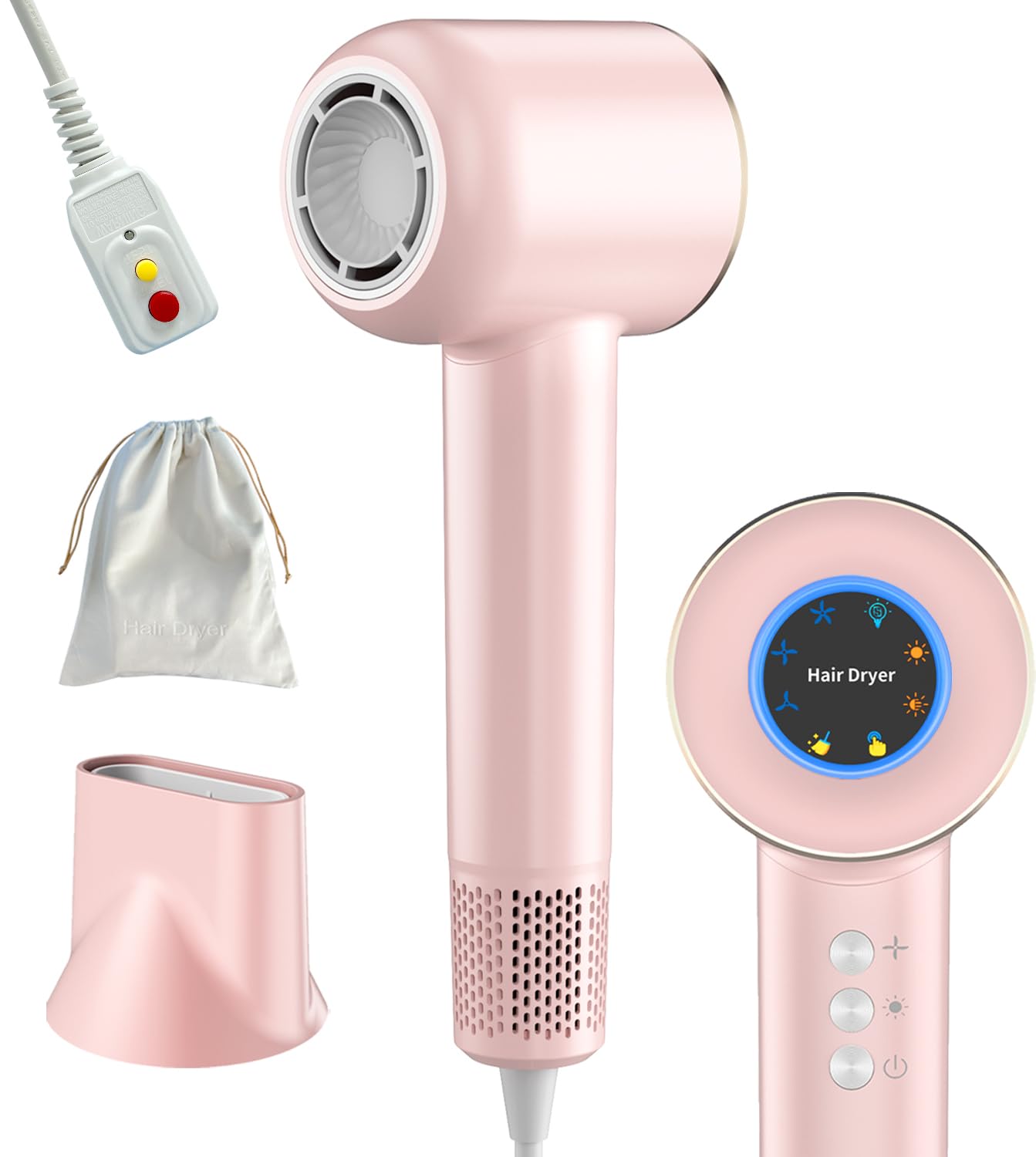 Hair Dryer 110000 RPM Intelligent High-Speed Blow Dryer - 200 Millions Negative Ionic Double-Layer Heating Wire for Fast