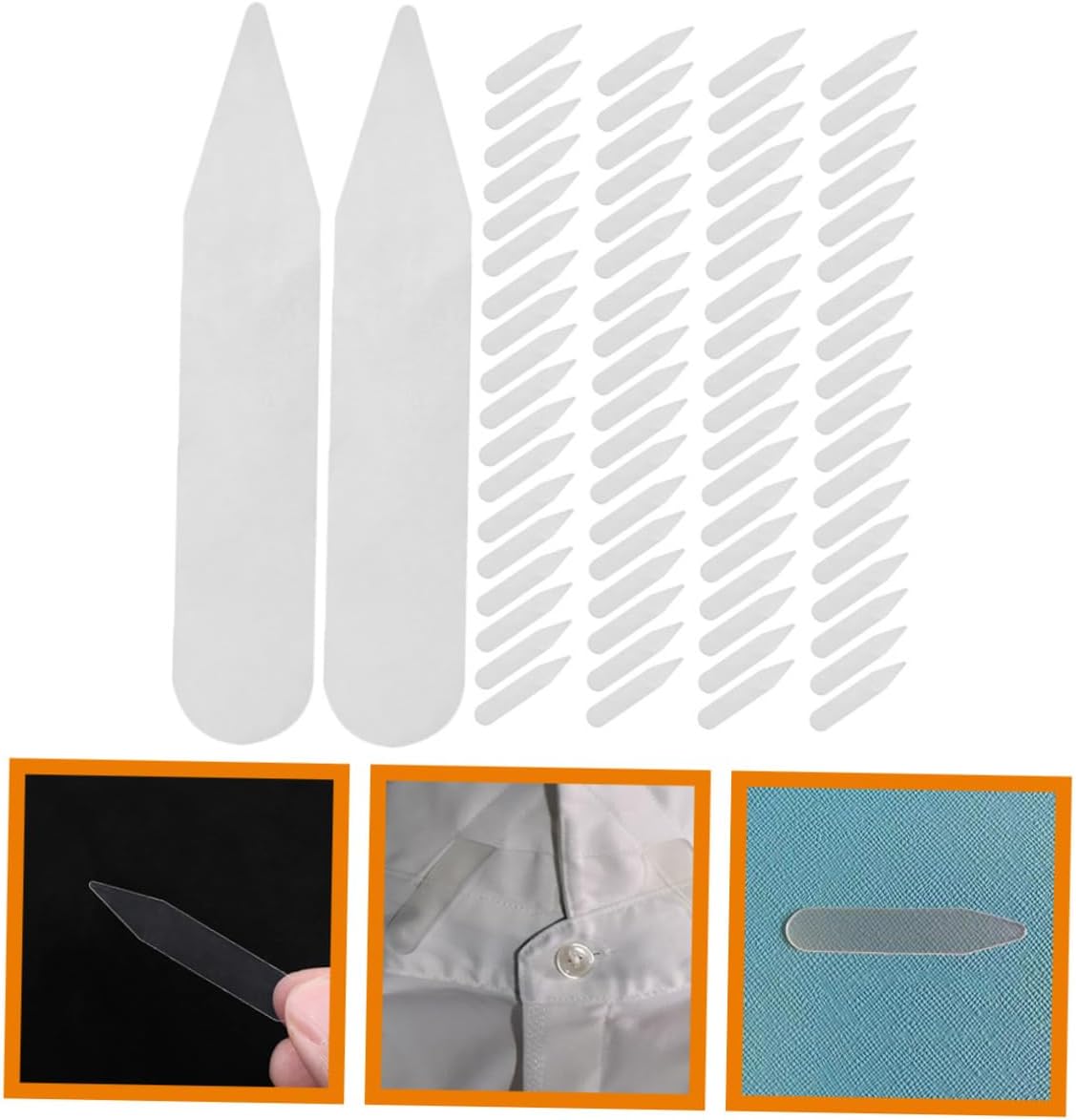 200pcs Shirt Collar Support Inserts Transparent Pet Collar Stays for Men Flexible Hold for Dress Casual Shirts
