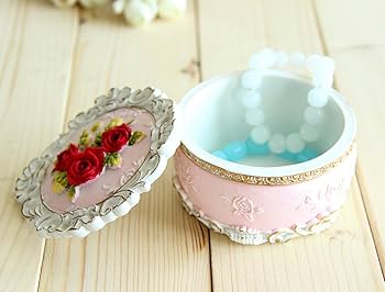 Amazon｜可愛い 丸型 ジュエリーボックス 宝石箱 ロココ調